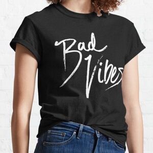Bella + Canvas Bad Vibes Scoop Neck Black Short Sleeve Tee Shirt Top T-shirt